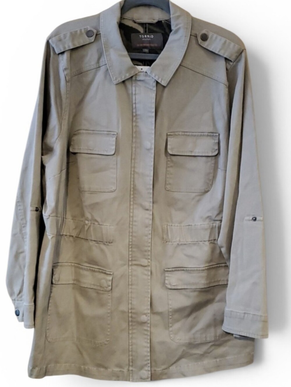 Torrid Twill Anorak Jacket Jacket In Kahaki Size 3X NWT'S